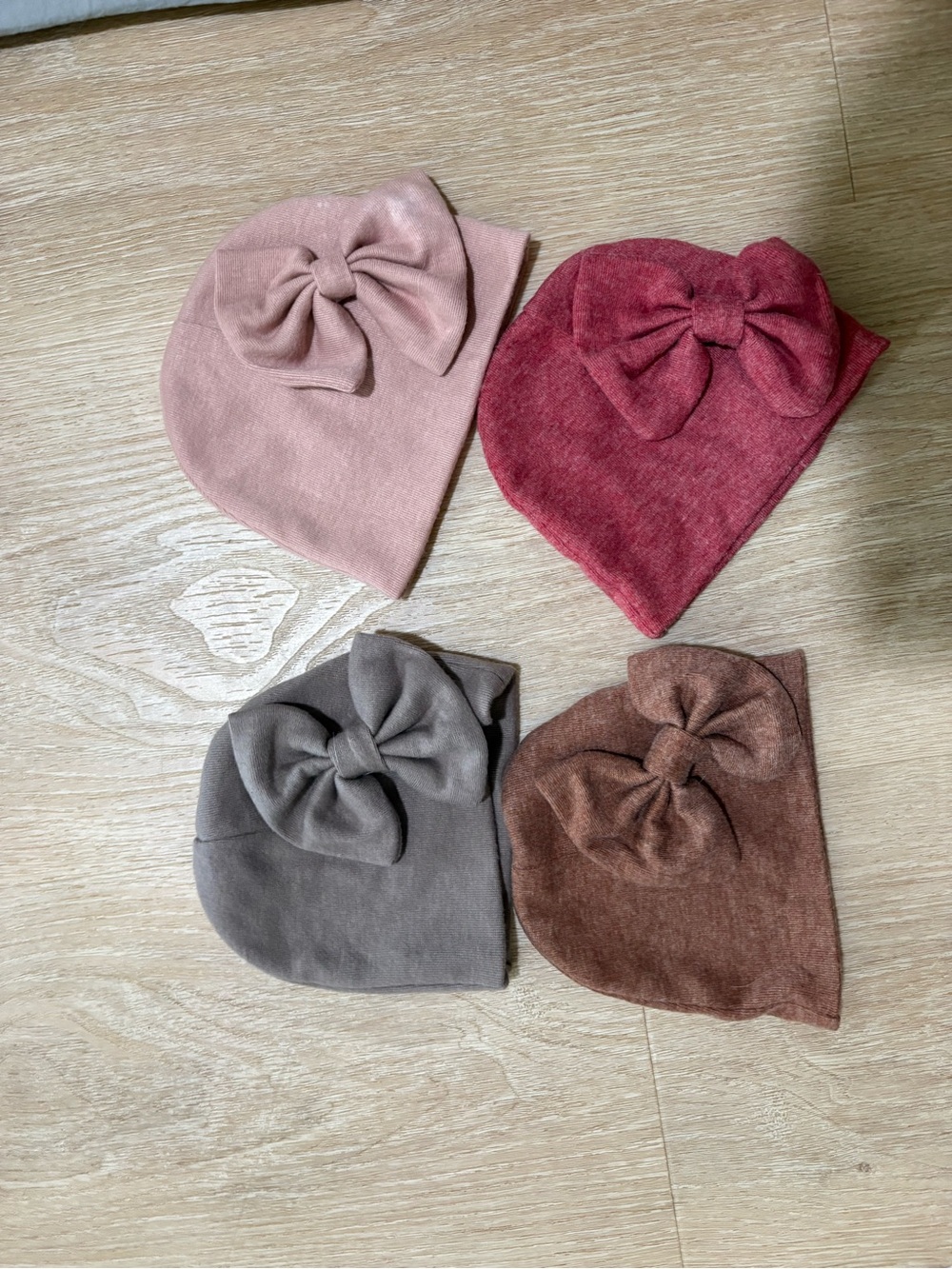 Kids Bow Beanie Hat - Pink, Red, Gray, Brown
